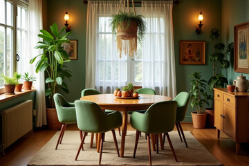 Eco living room with Retro and Vintage Aesthetics theme