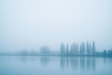 Fototapeta premium Foggy Morning Skyline with Muted Tones
