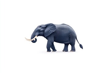 Obraz premium A majestic elephant walking gracefully against a clean white background, symbolizing wildlife and conservation