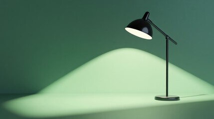 Desk lamp illuminates green background