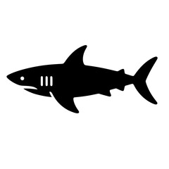 Obraz premium Silhouete shark isolated on white background