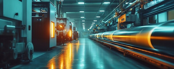 Fototapeta premium Industrial machinery in action factory production line dynamic environment