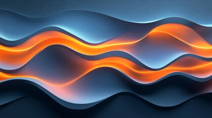 Abstract Blue and Orange Wave Background with Glowing Lines