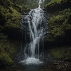 Obraz premium How does a waterfall mirror the emotions of a character in a story?