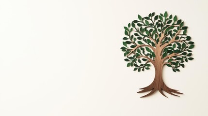 Obraz premium Shahada text incorporated in a tree design, unity and growth concept, earthy green and brown, isolated on white background