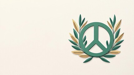 Obraz premium Shahada with olive branches, peace symbol, soft watercolor style, green and beige, isolated on white background