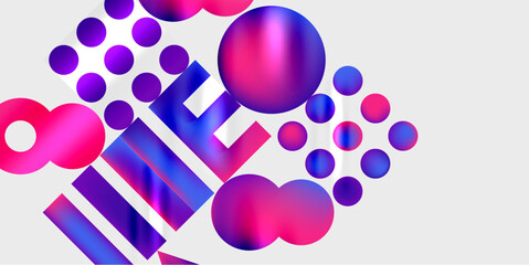 Simple shapes - circles, triangles, rectangles abstract background. Vector Illustration For Wallpaper, Banner, Background, Card, Book Illustration, landing page
