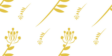 minimalist Seamless yellow flowers Pattern trend vector, A texture of red soft handdrawing flowers abstract Background. art for Textile Print, vector illustration