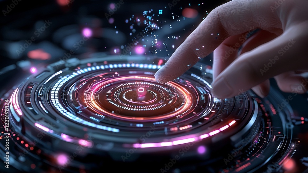 Poster interactive digital interface demonstrating futuristic technology concepts virtual environment graph