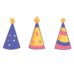 A set of colorful birthday hats vector illustration