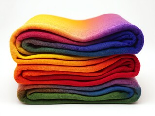 Vibrant Rainbow Ombre Textiles: A Stack of Soft, Folded Fabrics