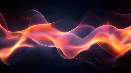 Obraz premium Abstract Orange Pink Flowing Wave Digital Art Energy Background