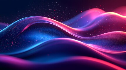 Abstract Pink Blue Neon Wave Background Glowing Energy Particle Design