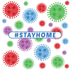 Stay home vector content on a white background. #stayhome background. seamless pattern viruses in background.