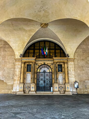 Obraz premium Stunning view of palazzo or palace Loggia, a historic landmark in Brescia, Italy