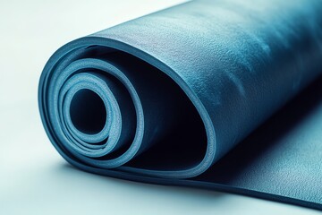 Serene Blue Yoga Mat: Rolled Texture and Subtle Hues