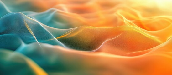 Fototapeta premium Abstract Orange and Teal Fabric Waves: A Serene Visual Symphony