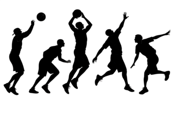 Dynamic Basketball Players in Action Silhouettes
