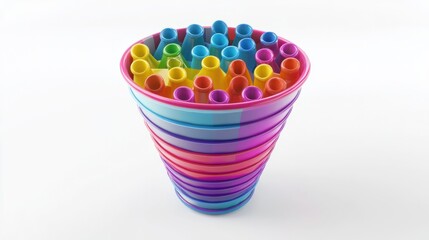 A colorful 3D marketing funnel with floating audience icons entering the wide top and exiting as leads, isolated on white