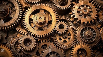 Close-up of gears and cogs in motion.
