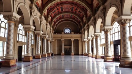Fototapeta premium Grand Hall Interior: Architectural Marvel of Elegance and Grandeur