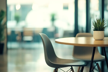 Blurred Modern Office Meeting Room Background: Business Concept with Table and Chairs