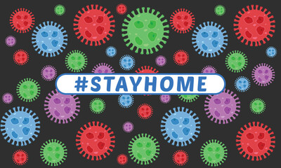 Stay home vector content on a white background. #stayhome background. seamless pattern viruses in background.