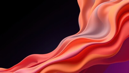 Obraz premium Abstract Coral Waves Flowing Dark Background