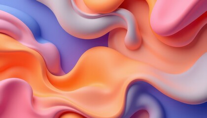 Abstract Pastel Swirls of Color Fluid Design