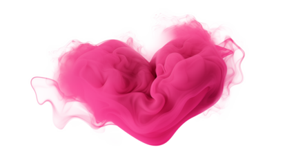 Abstract Pink Heart Shape Ink Swirl isolated on transparent background