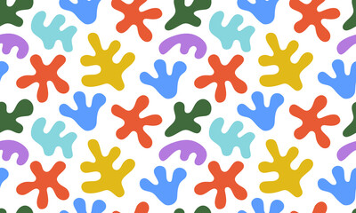 Abstract leaf cutout shapes seamless pattern. Trendy colorful freehand leaves background design