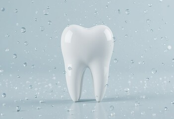 A single clean white tooth with water droplets