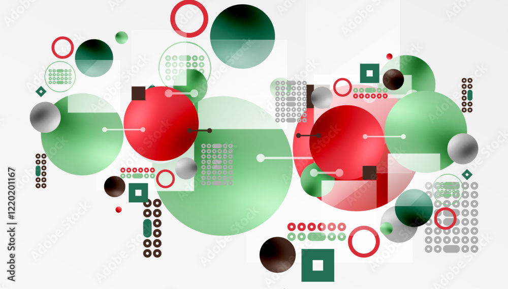 Aufkleber minimalistic abstract vector design, layered geometric shapes circles, squares, and triangles with s