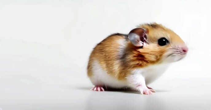 small cute hamster posing on white background