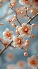 Embroidery plum blossom pattern illustration poster background decorative painting