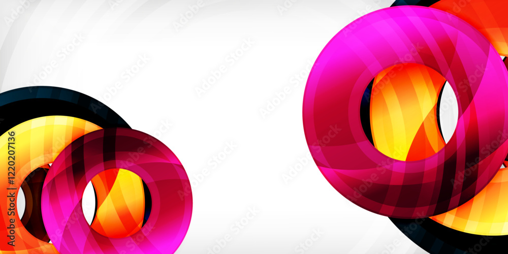 Poster bright colorful circles with light effects. abstract background