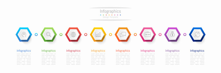 Infographic 8 options design elements for your business data. Vector Illustration.