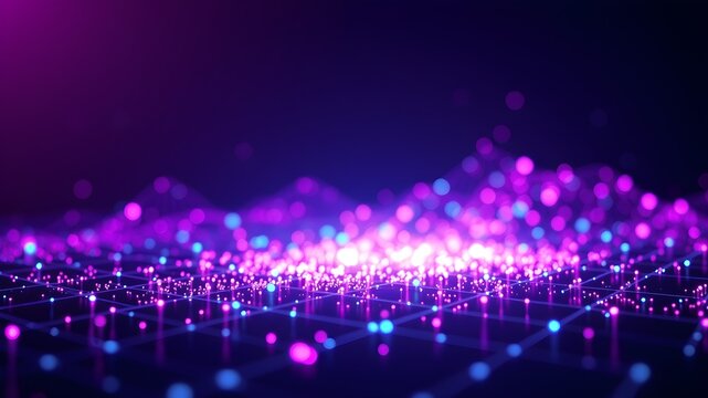 Neon scatter plot business data glowing graph