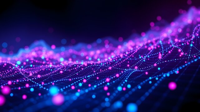 Neon scatter plot business data glowing graph