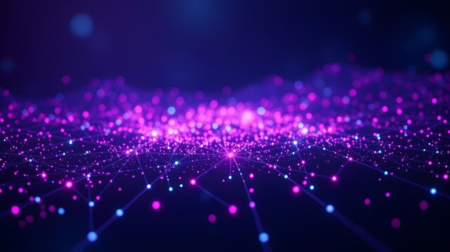 Neon scatter plot business data glowing graph