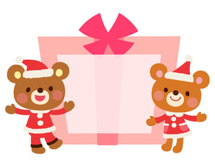 かわいいクマのサンタクロース　クリスマス　メッセージカード