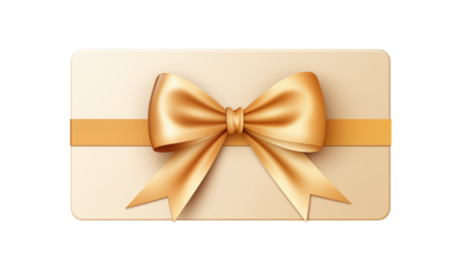 Elegant Gold Gift Card Mockup with Bow Premium Design isolated on transparent background