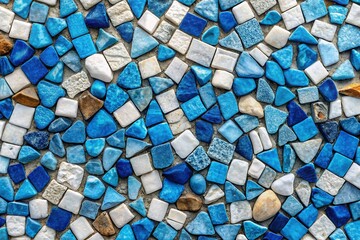 Abstract Blue and White Stone Mosaic Texture - Irregular Shapes, Rule of Thirds Composition