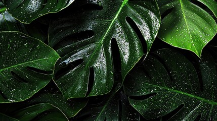 Fototapeta premium Tropical leaves background ideal for nature-themed projects.