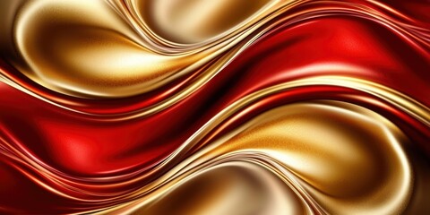 Obraz premium Luxurious satin fabric in rich red and gold tones.