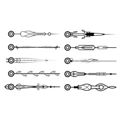 Big Set Black Simple Line Collection Doodle Border Elements Vector Design Style Sketch Isolated Illustration For Banner