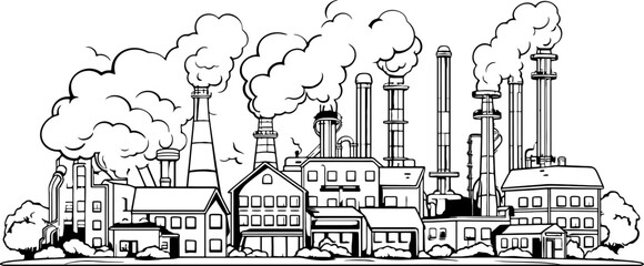 Obraz premium factory building drawing illustration