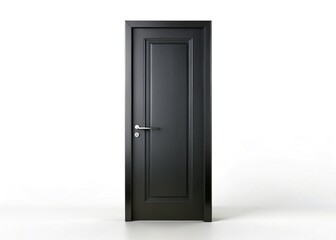 Stylish Black Door Isolated on White Background - Modern Interior Design Element