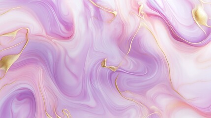 Obraz premium A serene blend of soft pastel pink and gentle lavender swirls, accented with delicate golden lines that weave through the fluid texture, creating a dreamy, marbled effect.