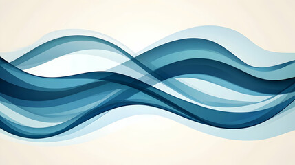 Abstract blue wave design, flowing curves on beige background, ideal for website headers or presentations